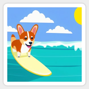 Surfing Corgi Dog Sticker